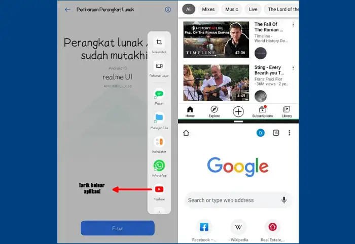 Split Screen Realme via Smart Sidebar